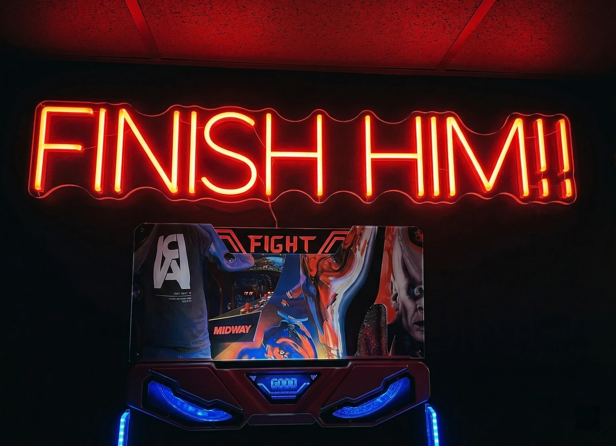 Finish Him arcade neon sign
